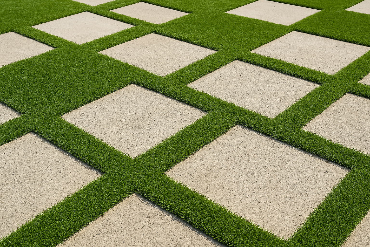 طرح موزاییک با چمن مصنوعی